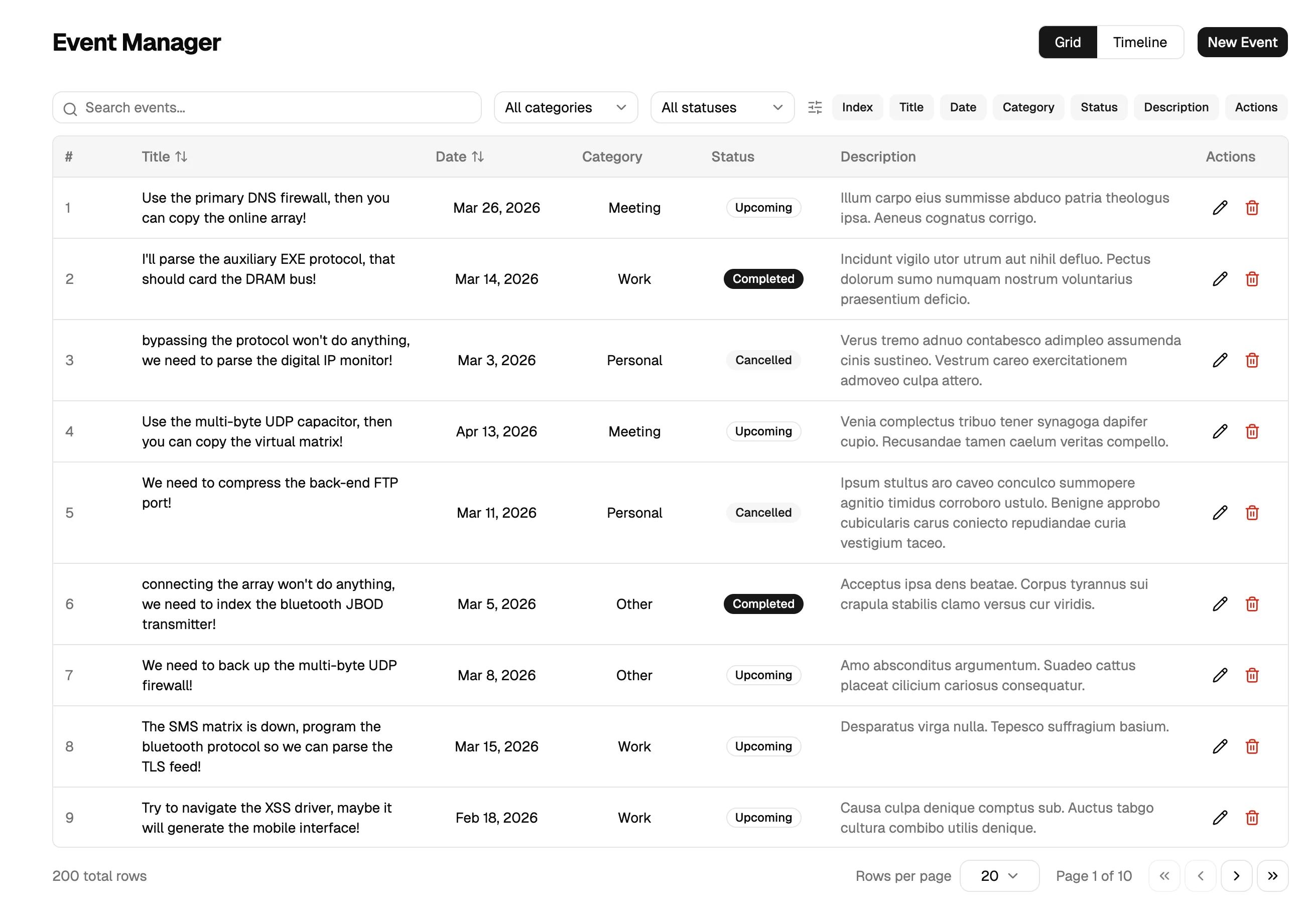 Genetec UI Kit - Event Manager