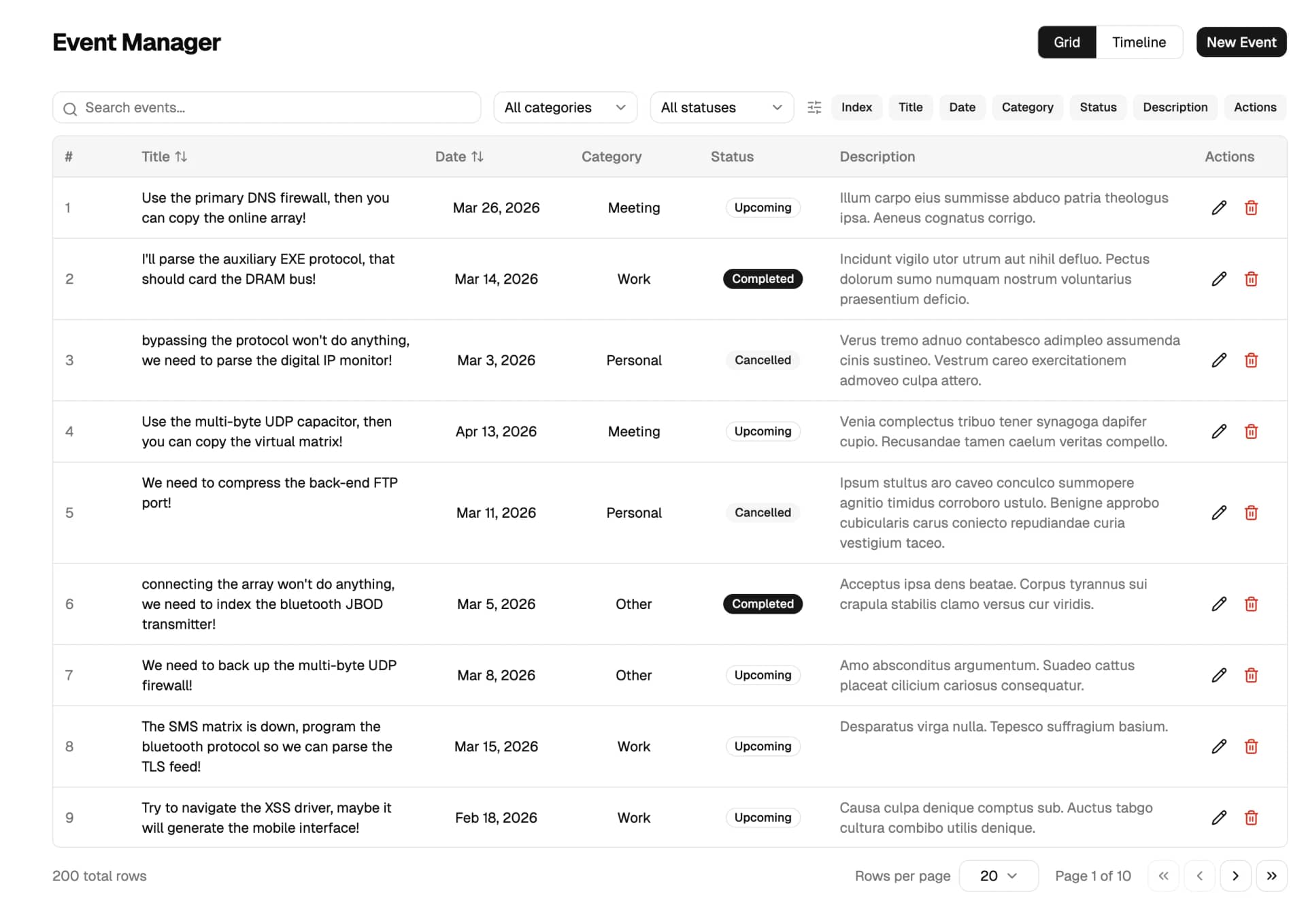 Genetec UI Kit - Event Manager