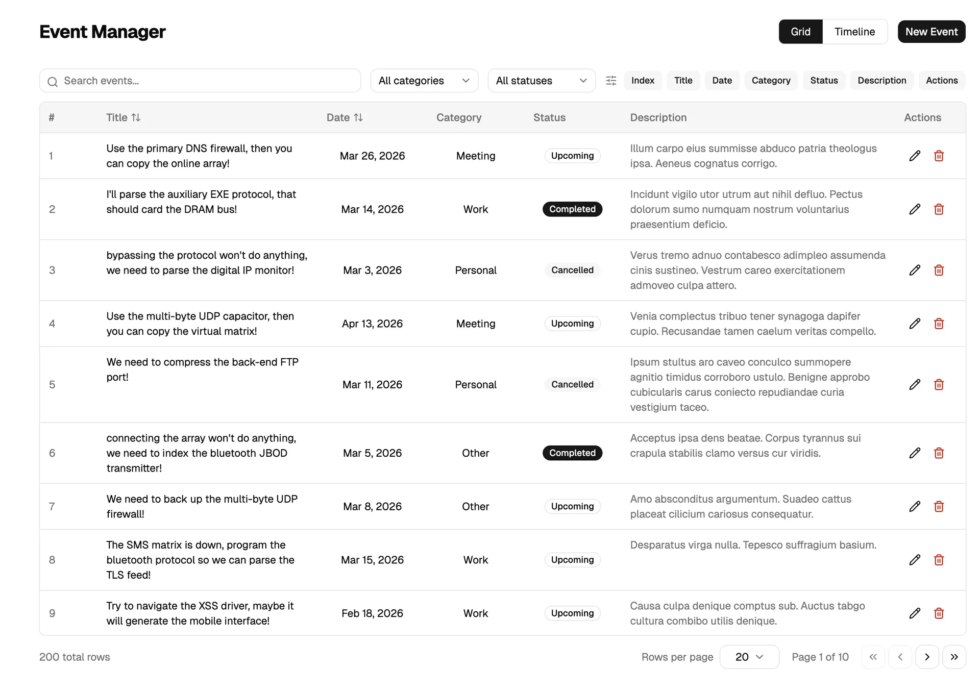 Genetec UI Kit - Event Manager