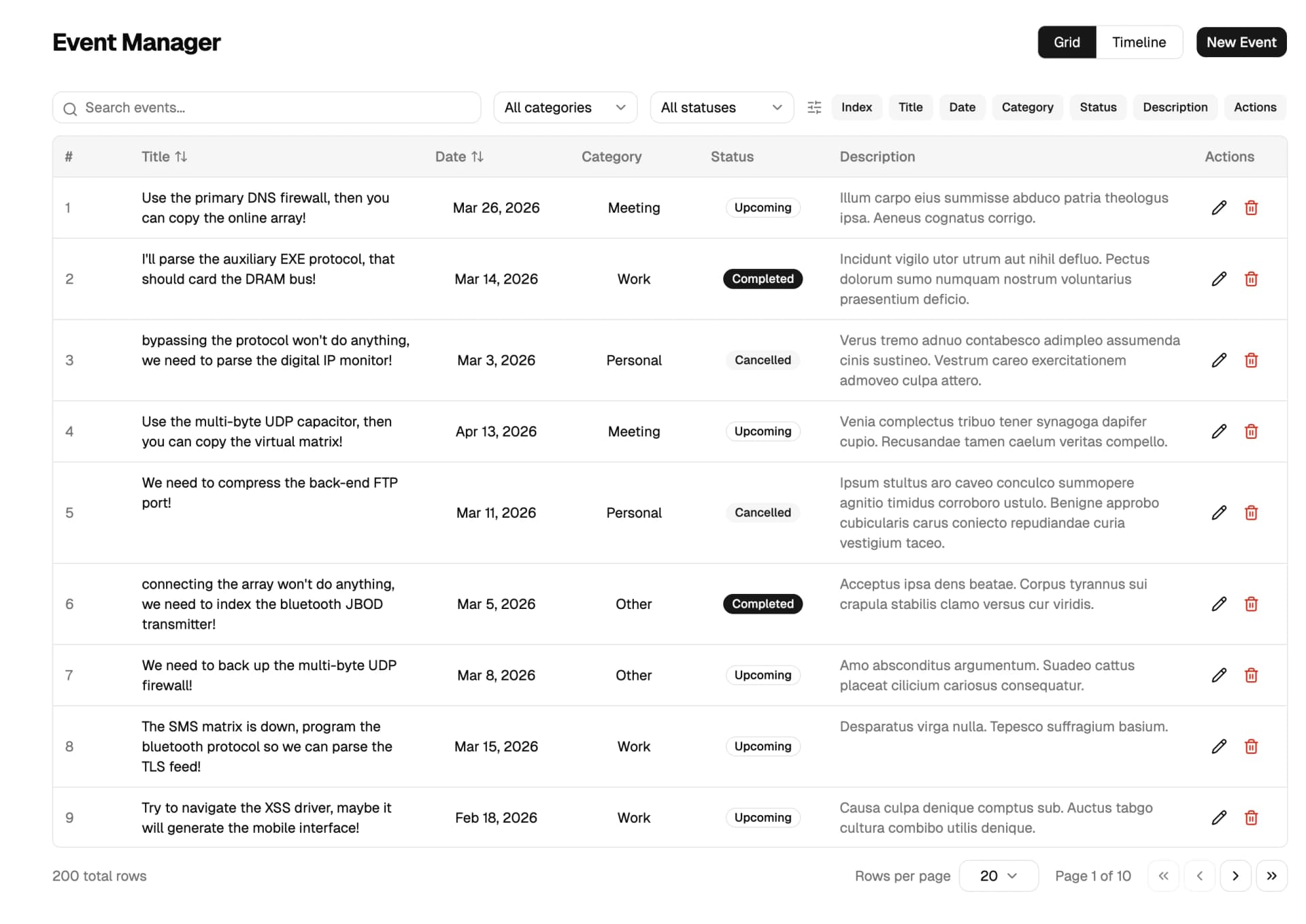 Genetec UI Kit - Event Manager